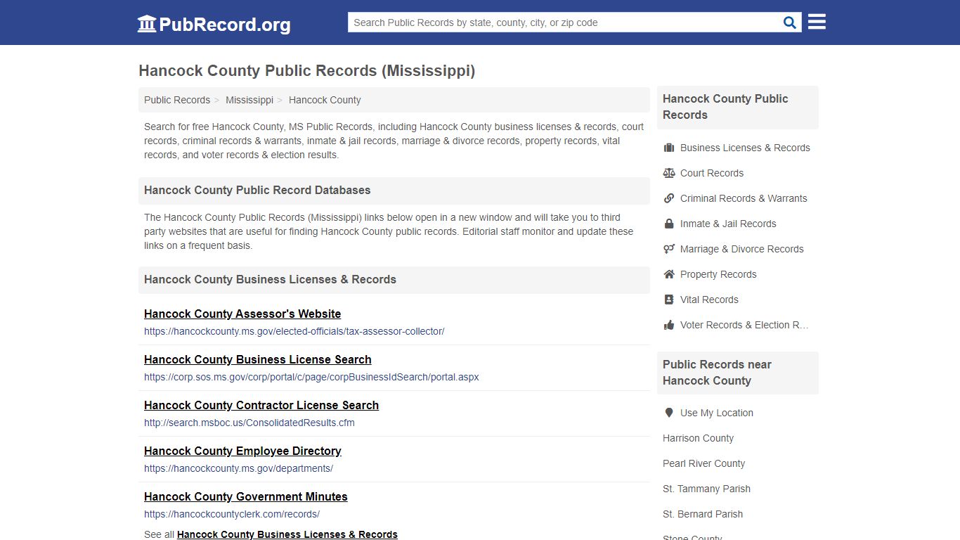 Free Hancock County Public Records (Mississippi Public ...
