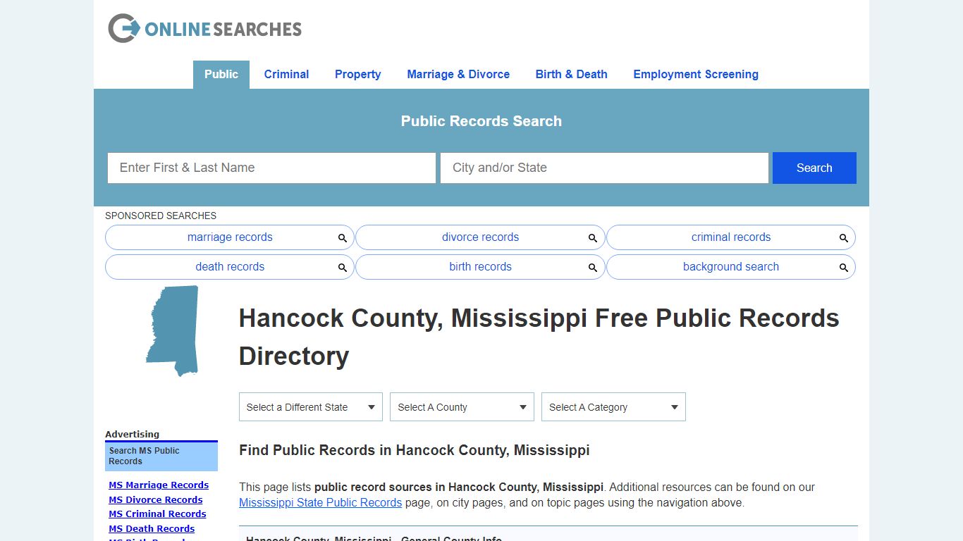 Hancock County, Mississippi Public Records Directory